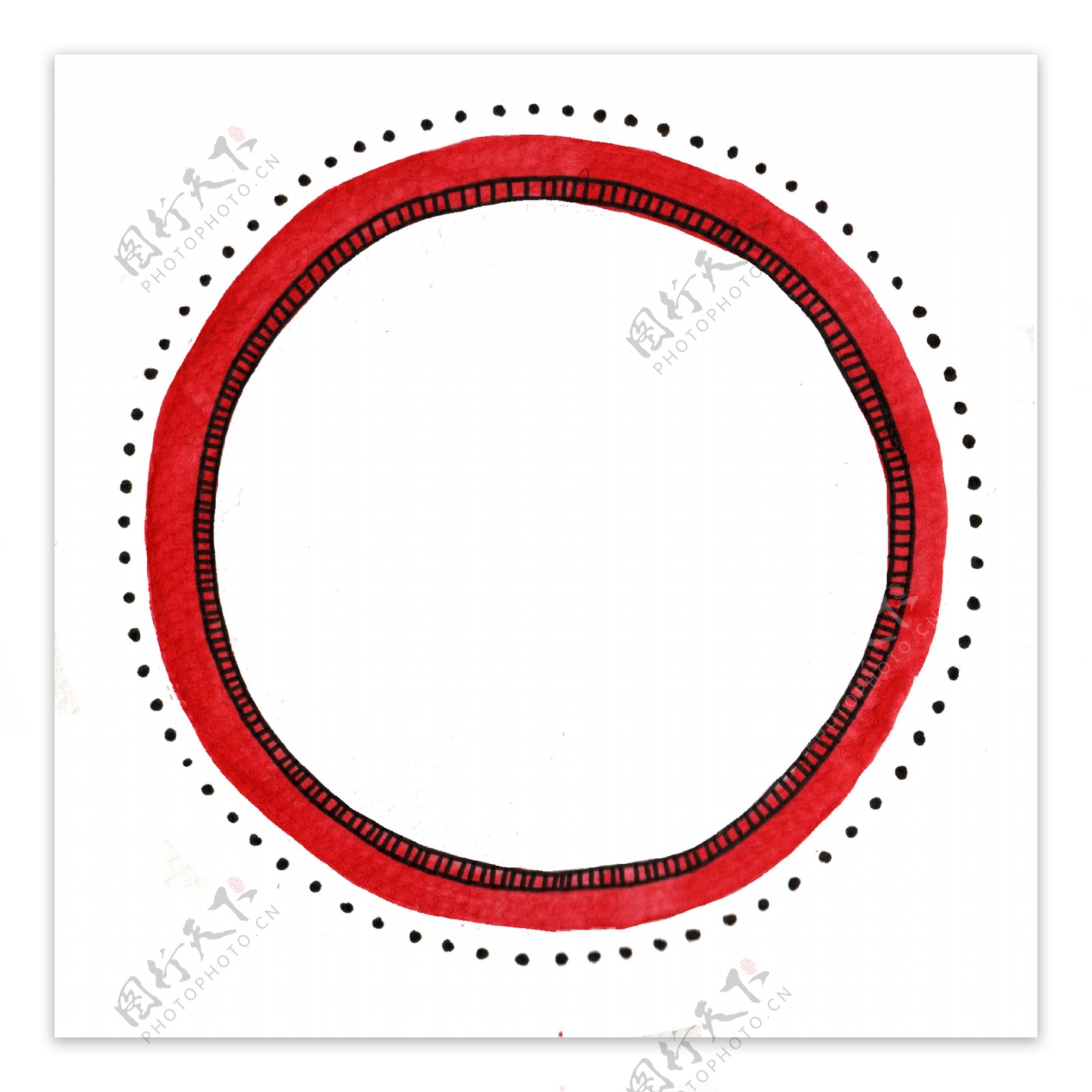 手绘红色圆圈波点装饰素材