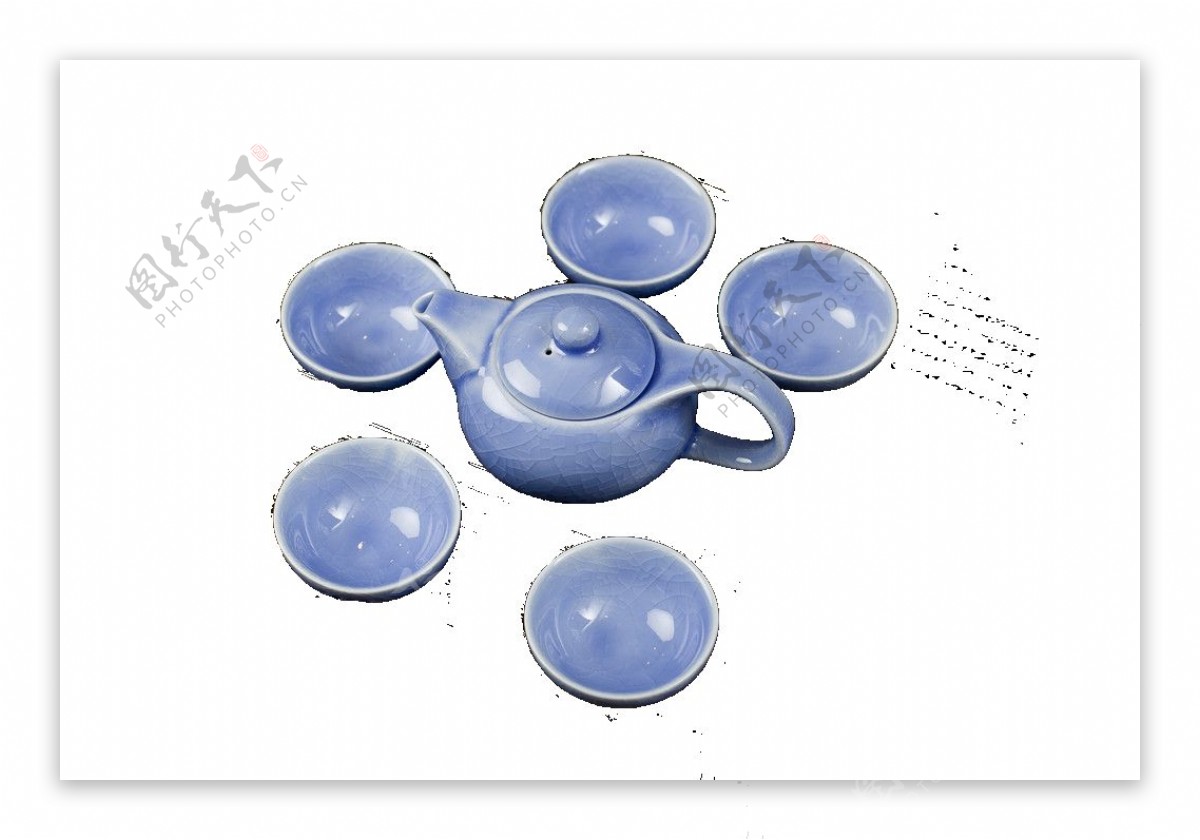 清新紫蓝色茶杯产品实物