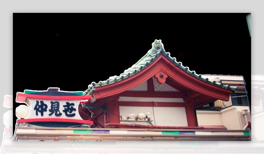 清新简约灰色屋顶日本旅游装饰元素