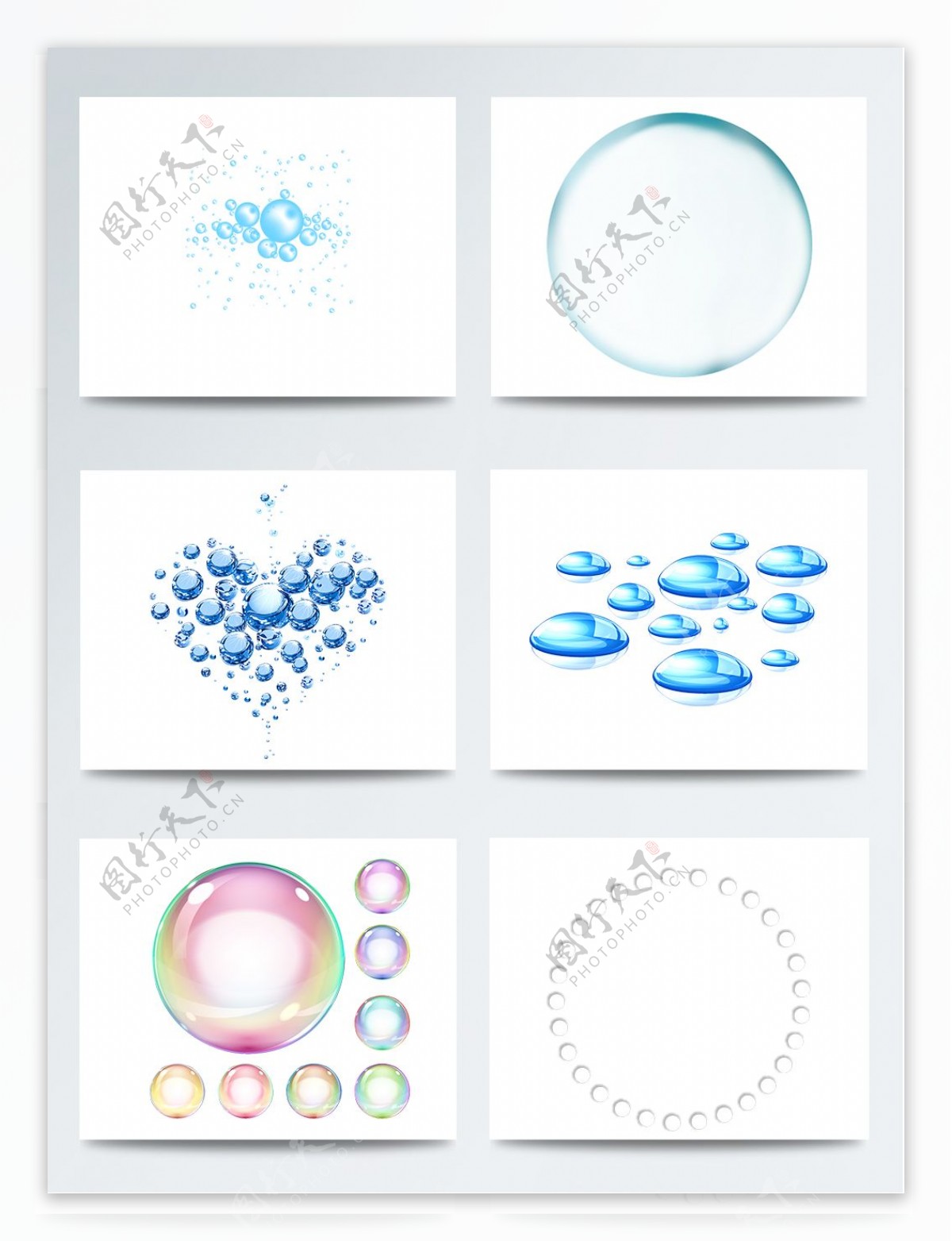 水珠和气泡结合元素蓝色配图