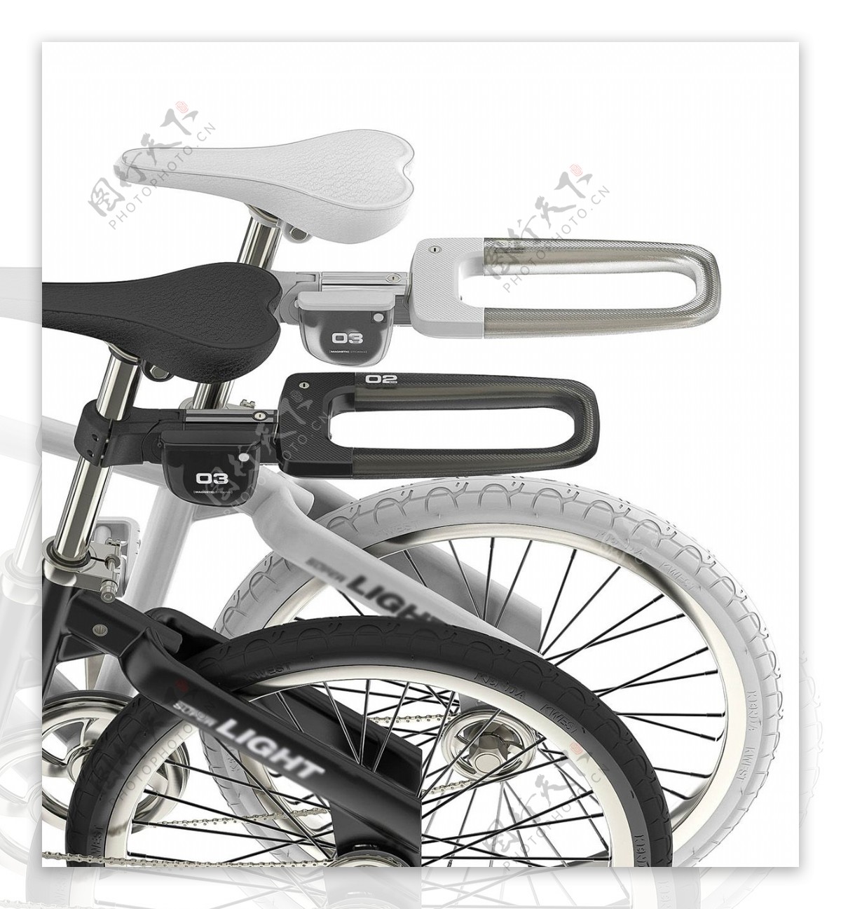 黑白创意多功能的自行车配件jpg素材