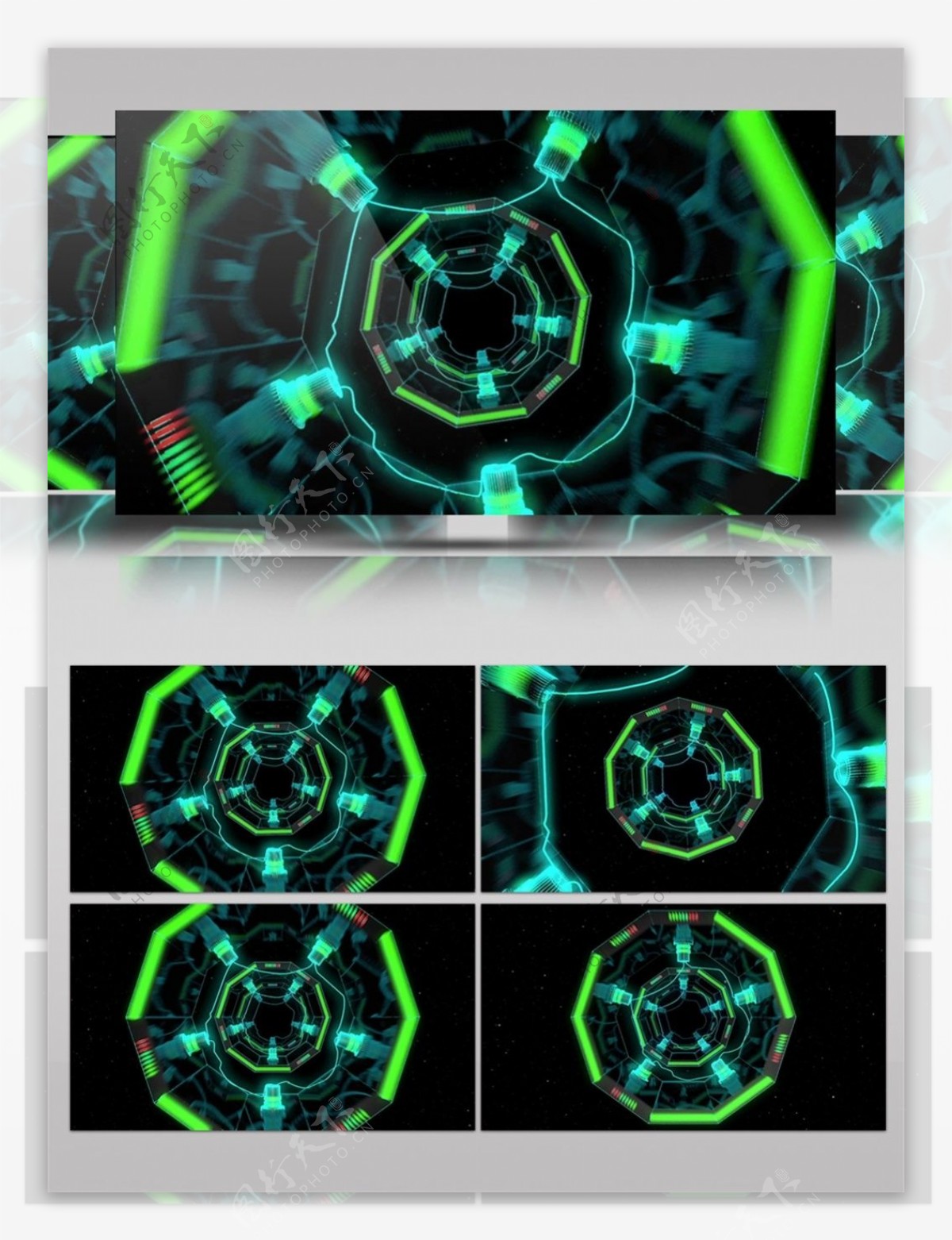 绿光星际隧道动态视频素材
