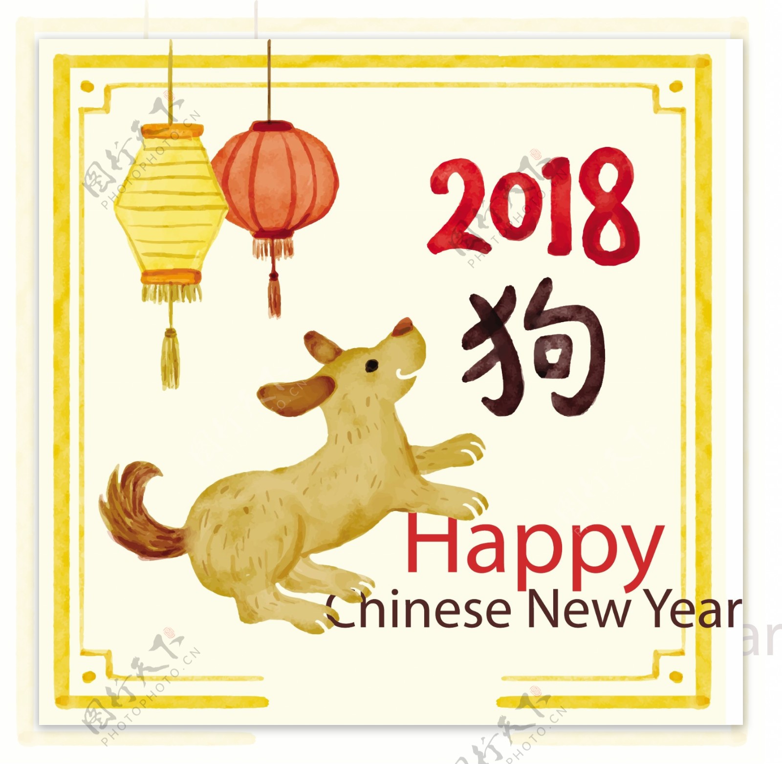 2018水彩中国新年背景