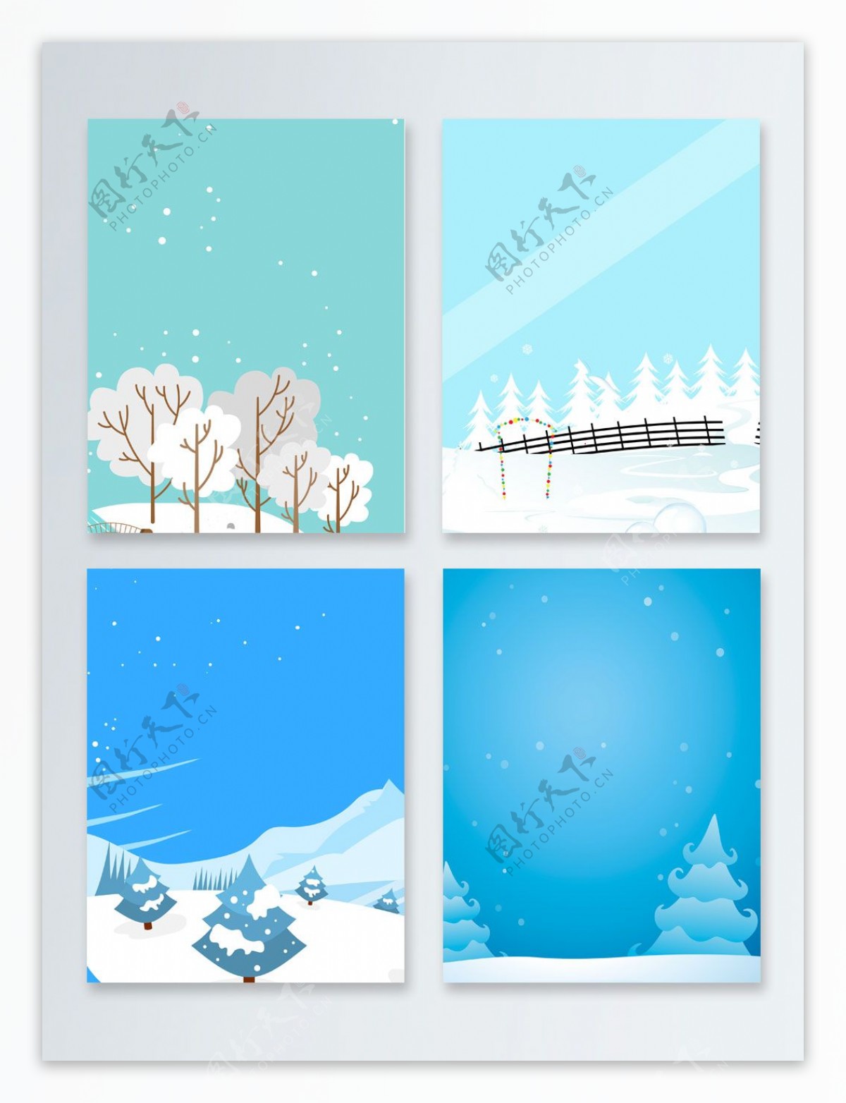 清新蓝色创意冬季促销广告雪景设计海报