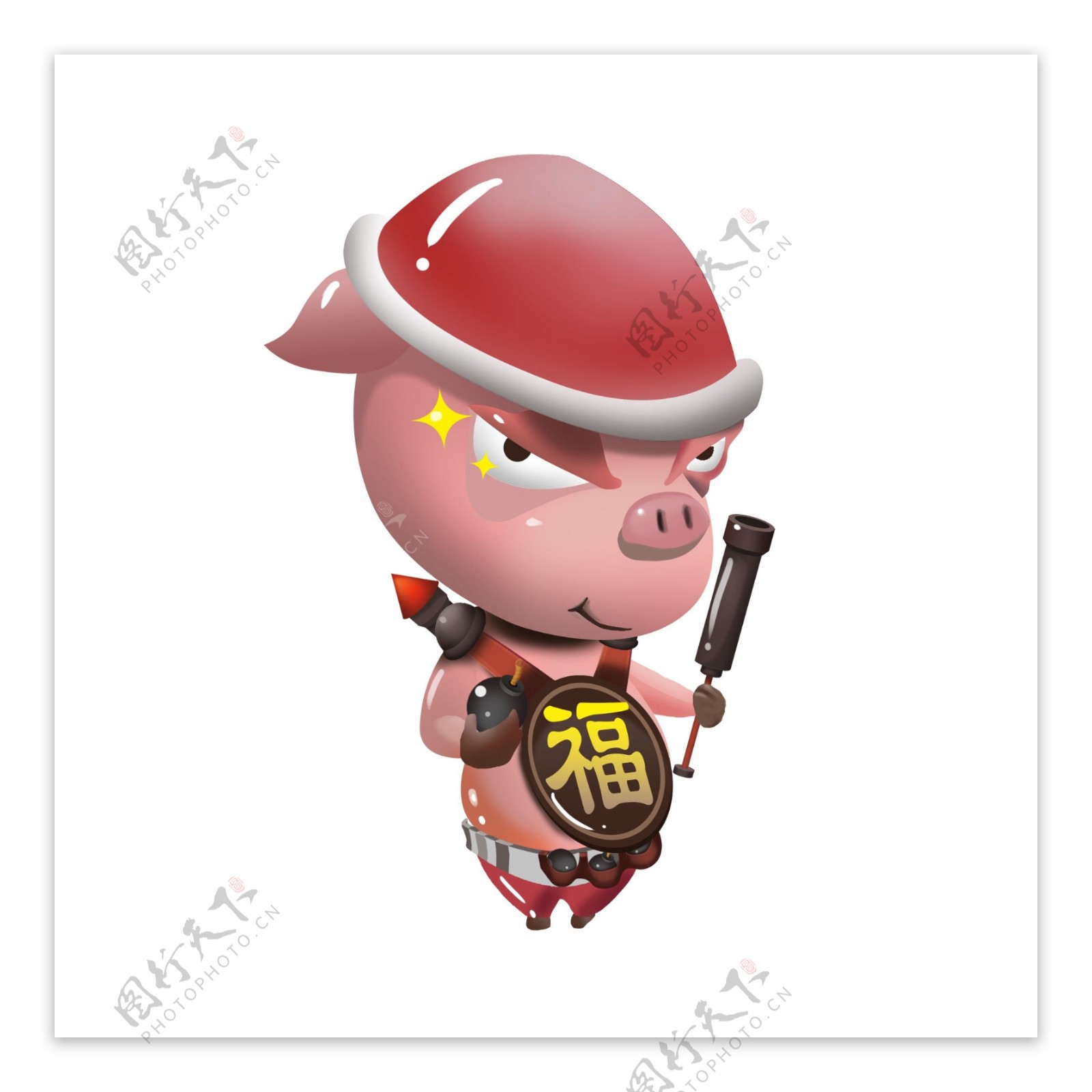 2019猪年手绘立体3D风格祝福小猪