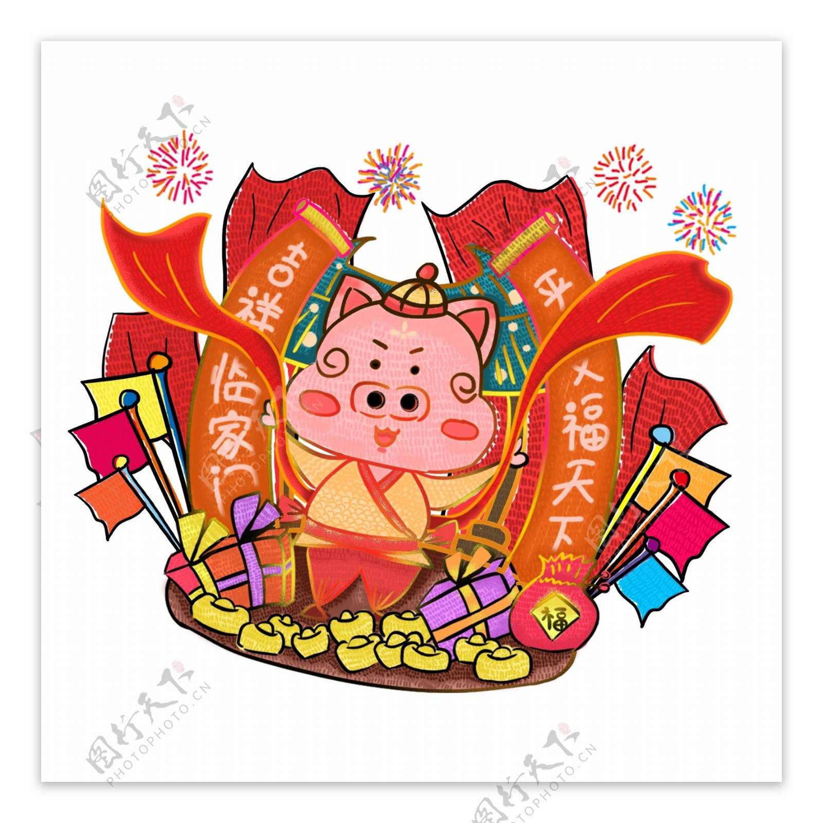 猪年快乐卡通猪形象可爱喜庆原创设计元素