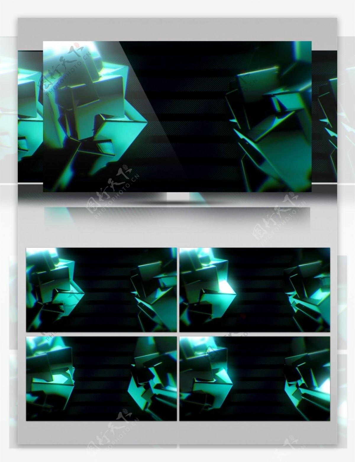 绿色晶色块状视频素材