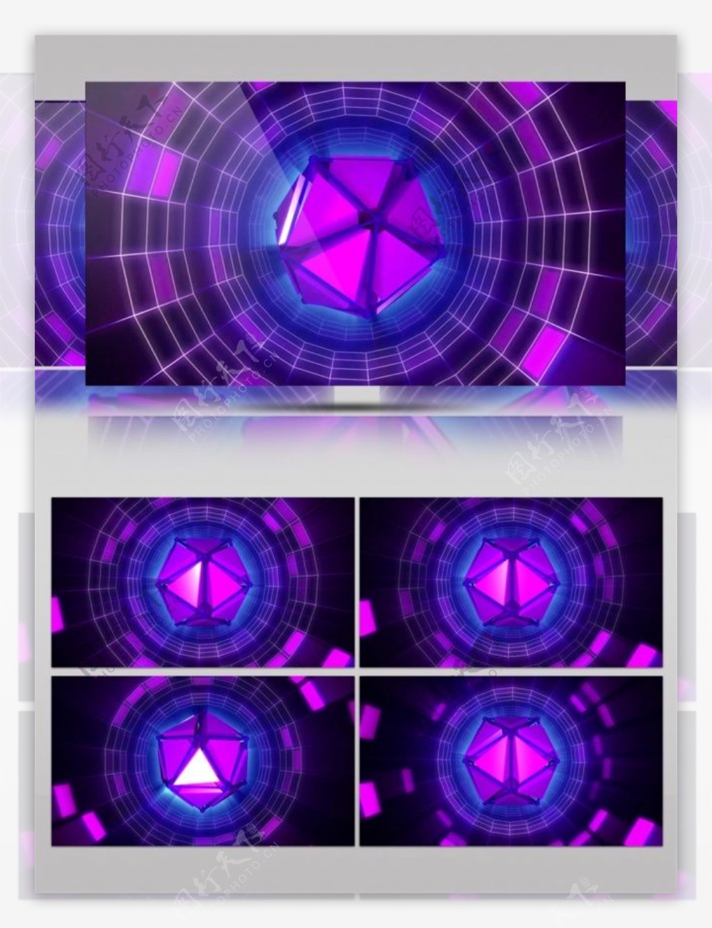 紫色发光水晶动态视频素材