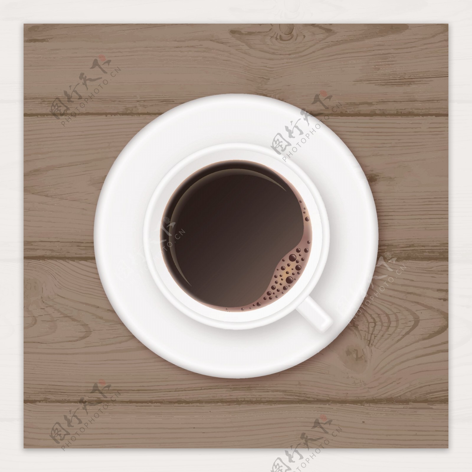 白色木纹咖啡杯插画元素