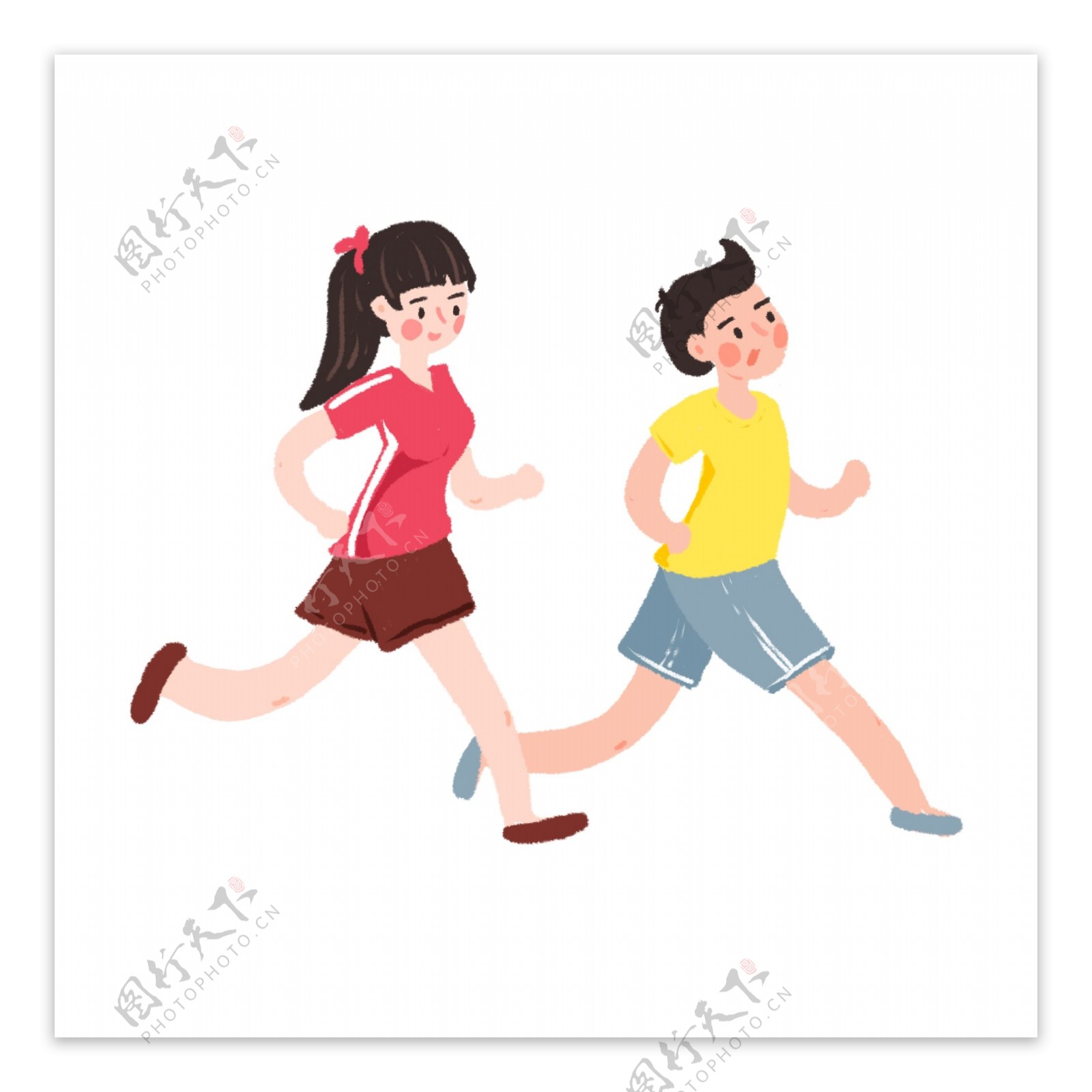 跑步的学生卡通元素