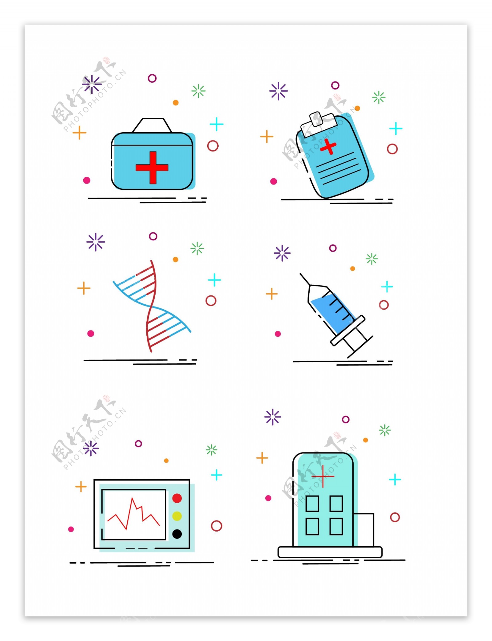 MBE卡通元素之医院医疗设备套图
