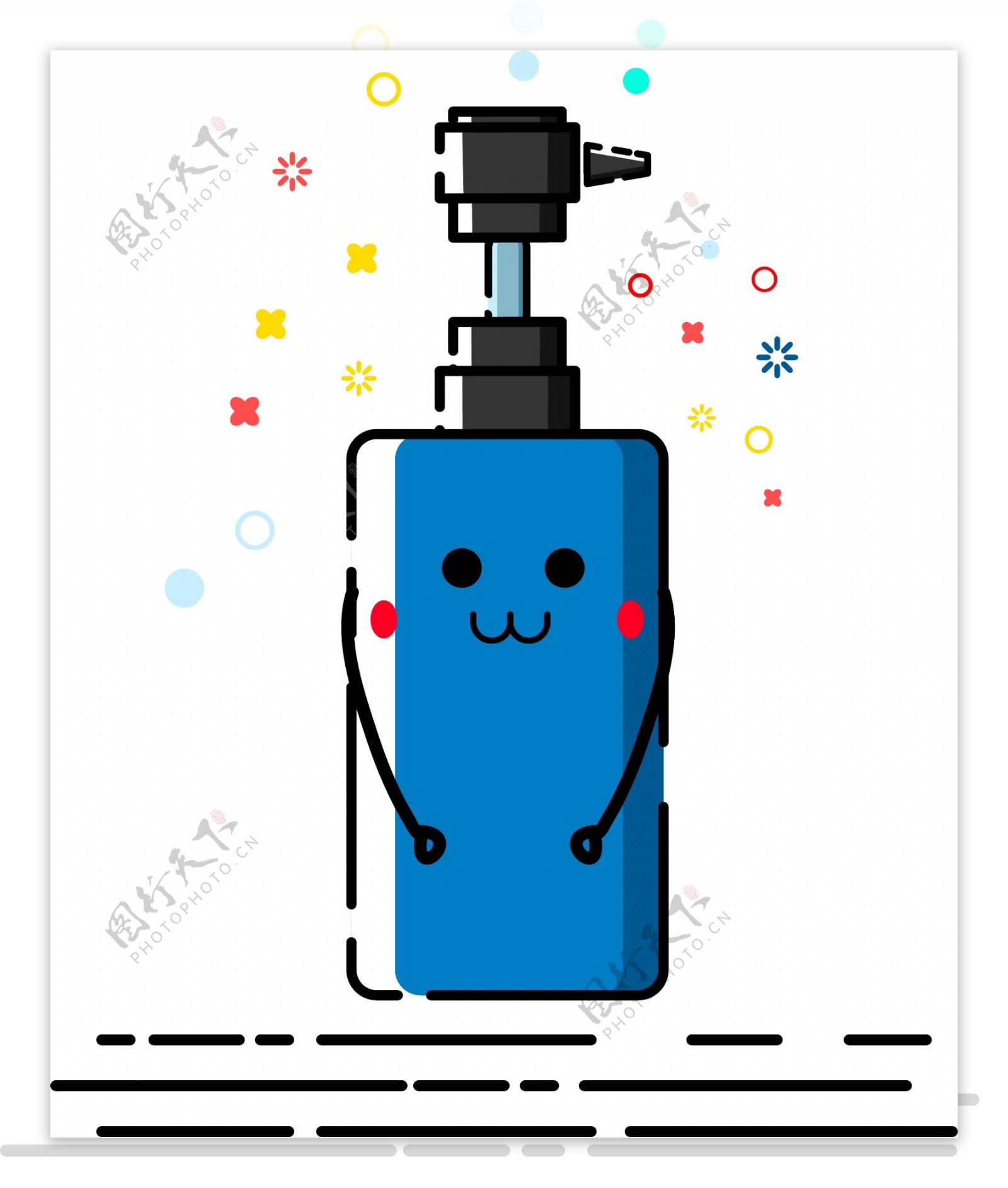 商用矢量扁平化MBE风格洗发水瓶子元素