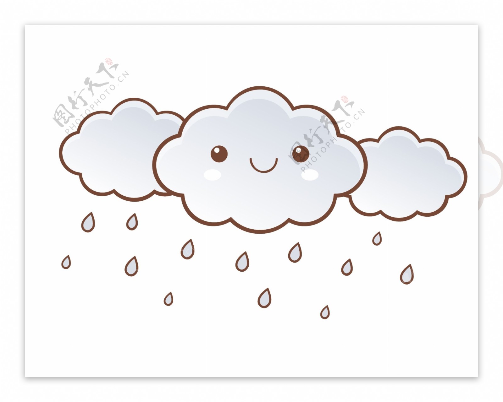 卡通云朵雨滴元素
