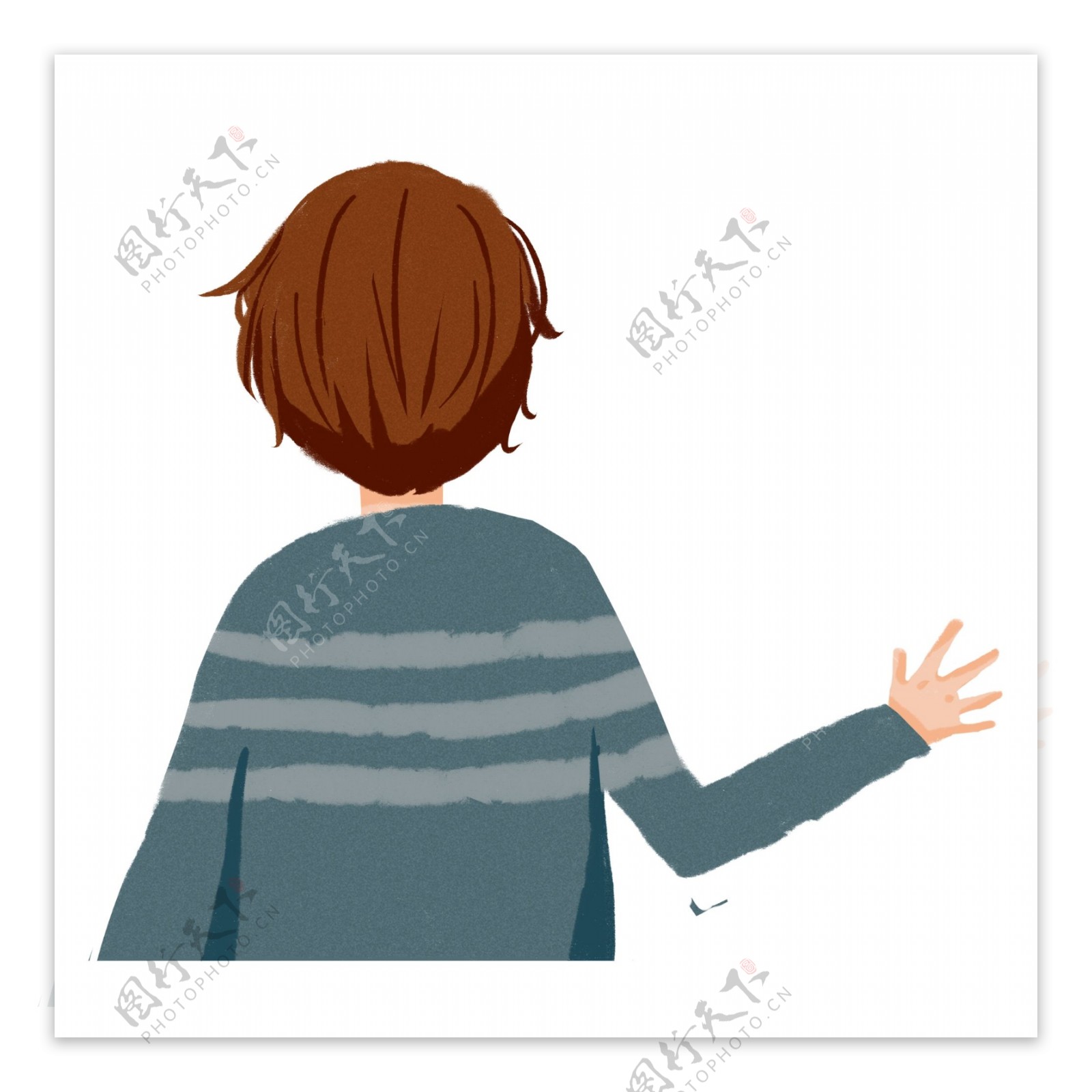 手绘穿毛衣的小男孩人物背影设计可商用元素