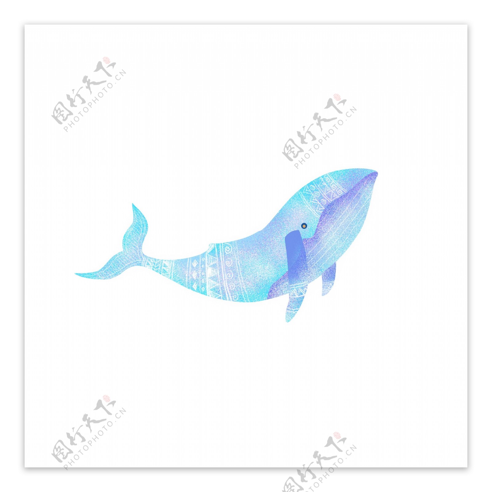 蓝色鲸鱼卡通元素