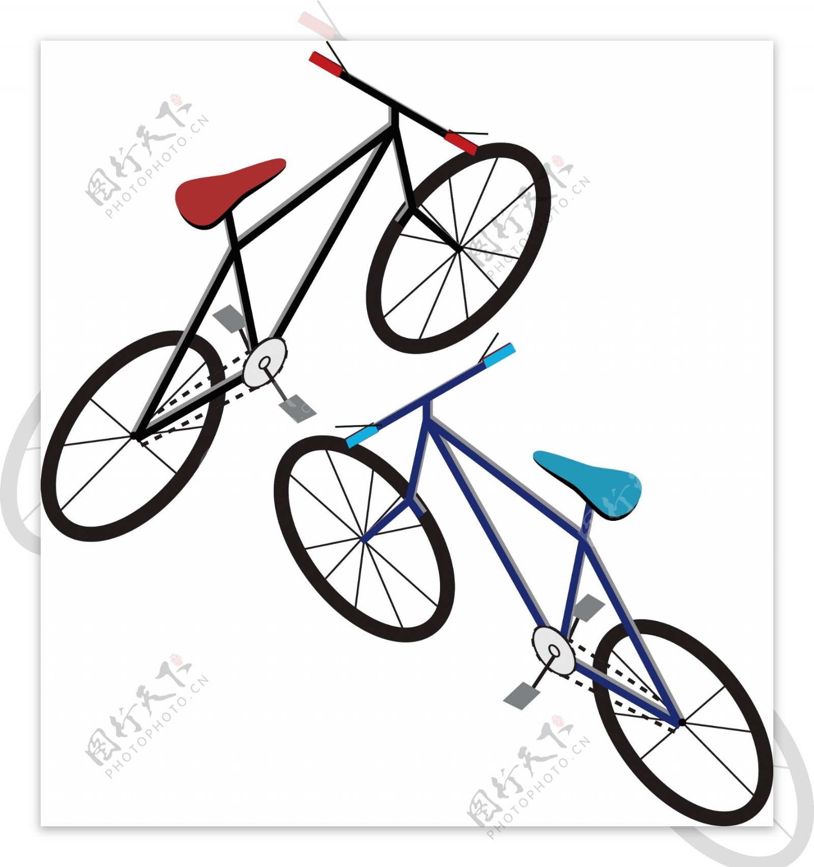 2.5D简单自行车模型红蓝素材