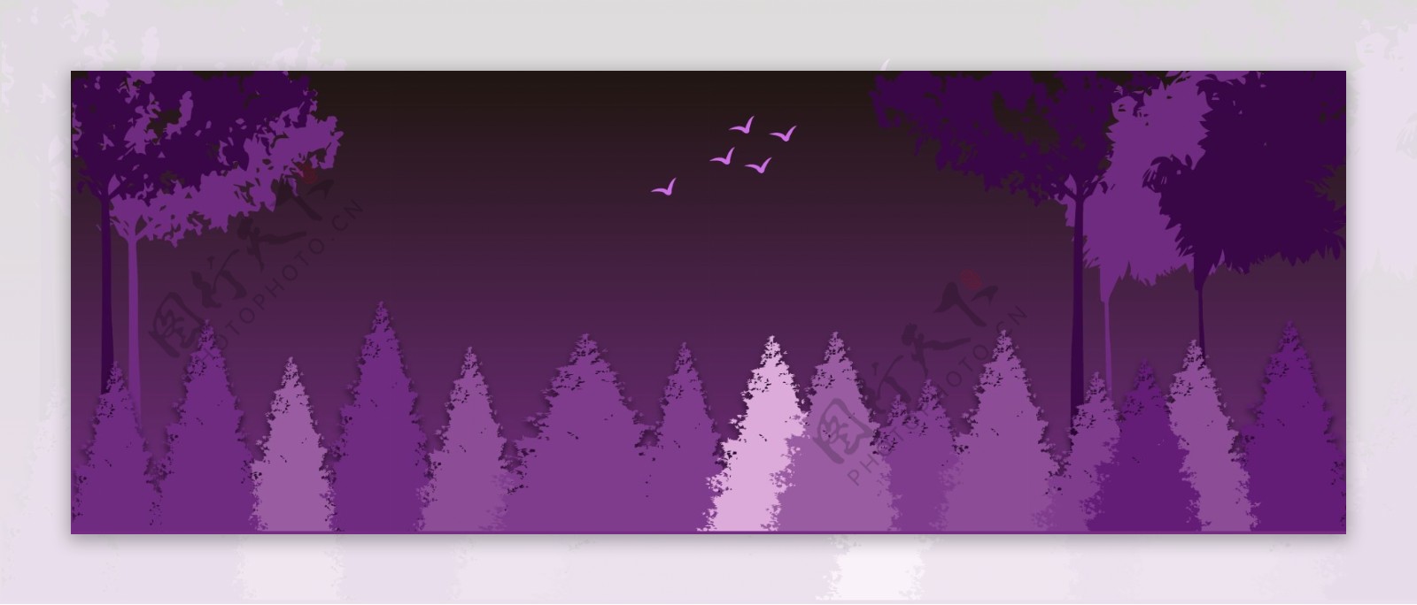 紫色梦幻树林树丛banner背景