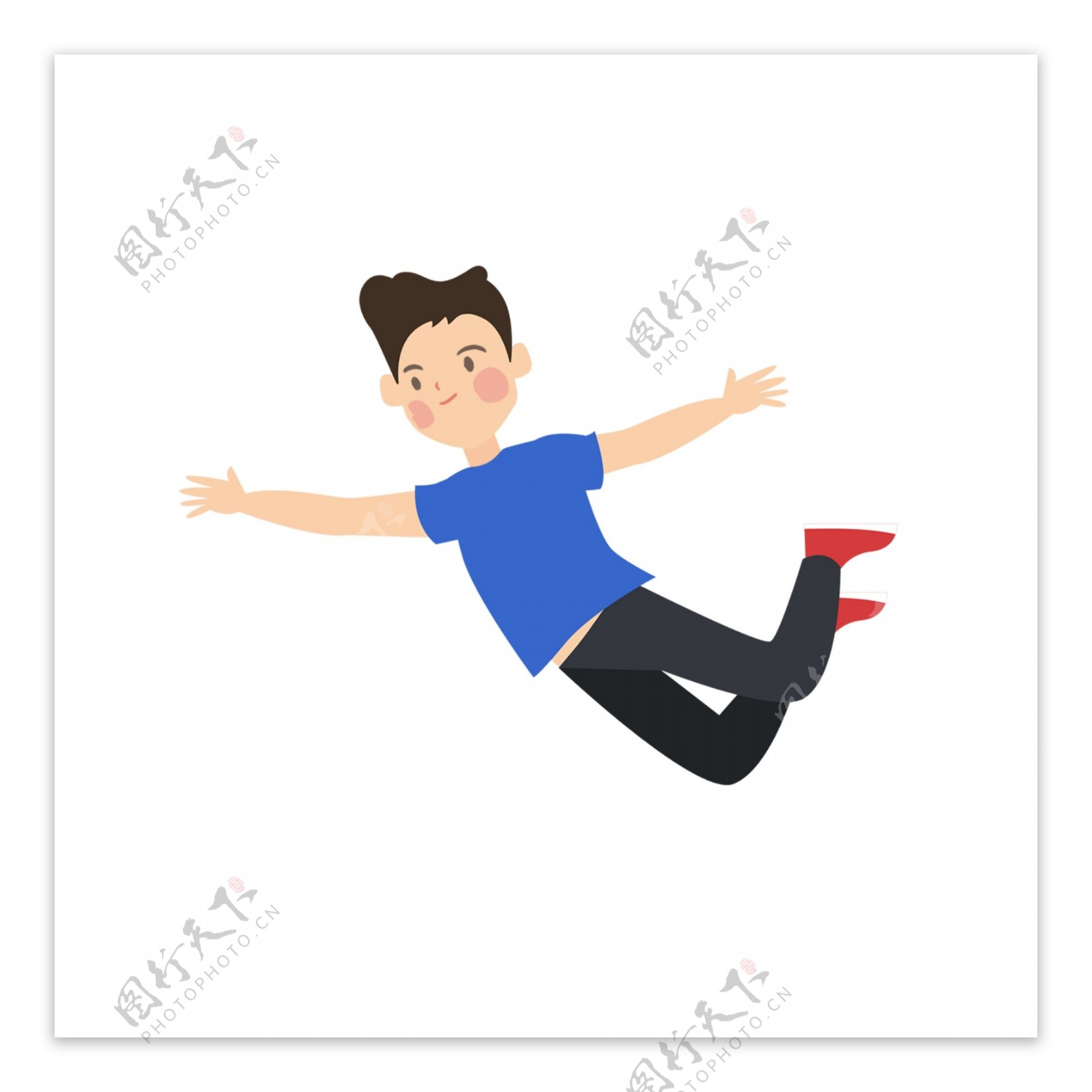 开心跳跃的男子插画设计可商用元素