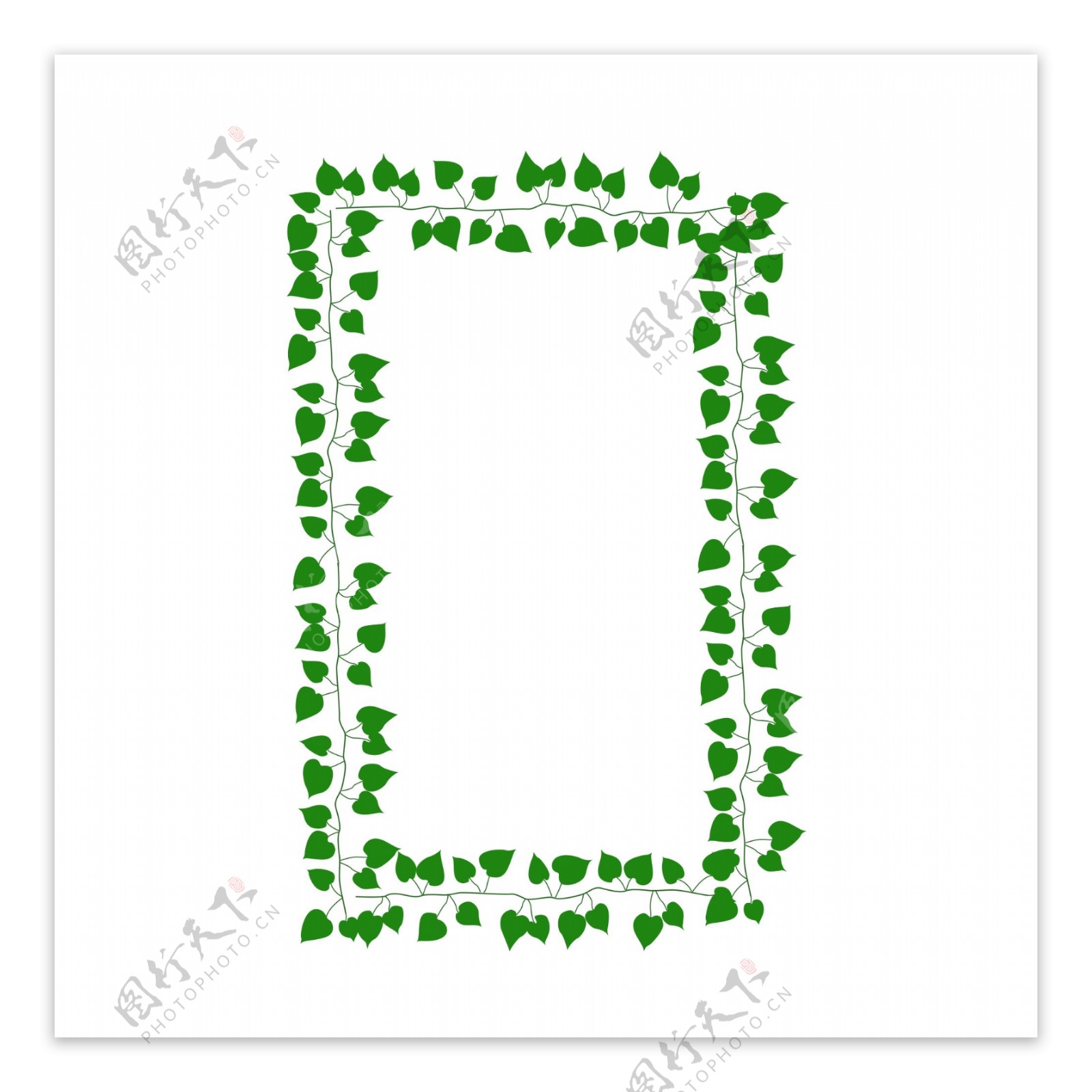 手绘扁平绿叶植物叶子边框免扣元素装饰图案