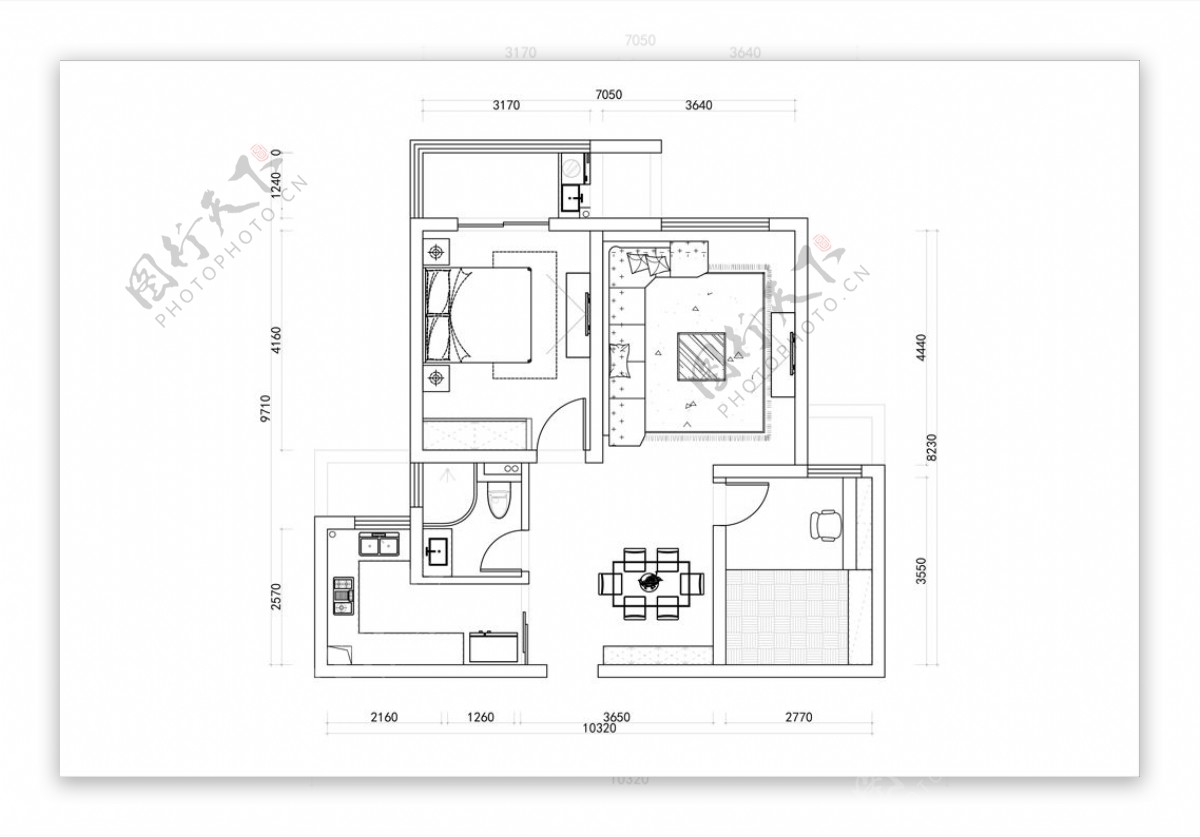CAD两室一厅方案设计方案