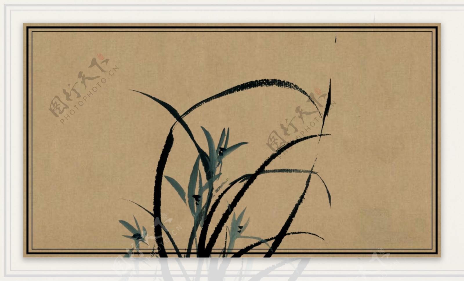 中国风古典唯美水墨兰花背景素材