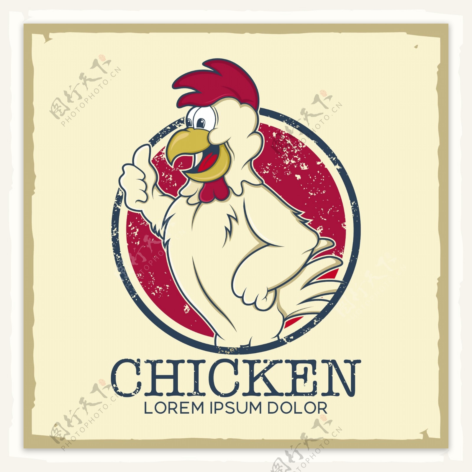 卡通公鸡标志logo模板