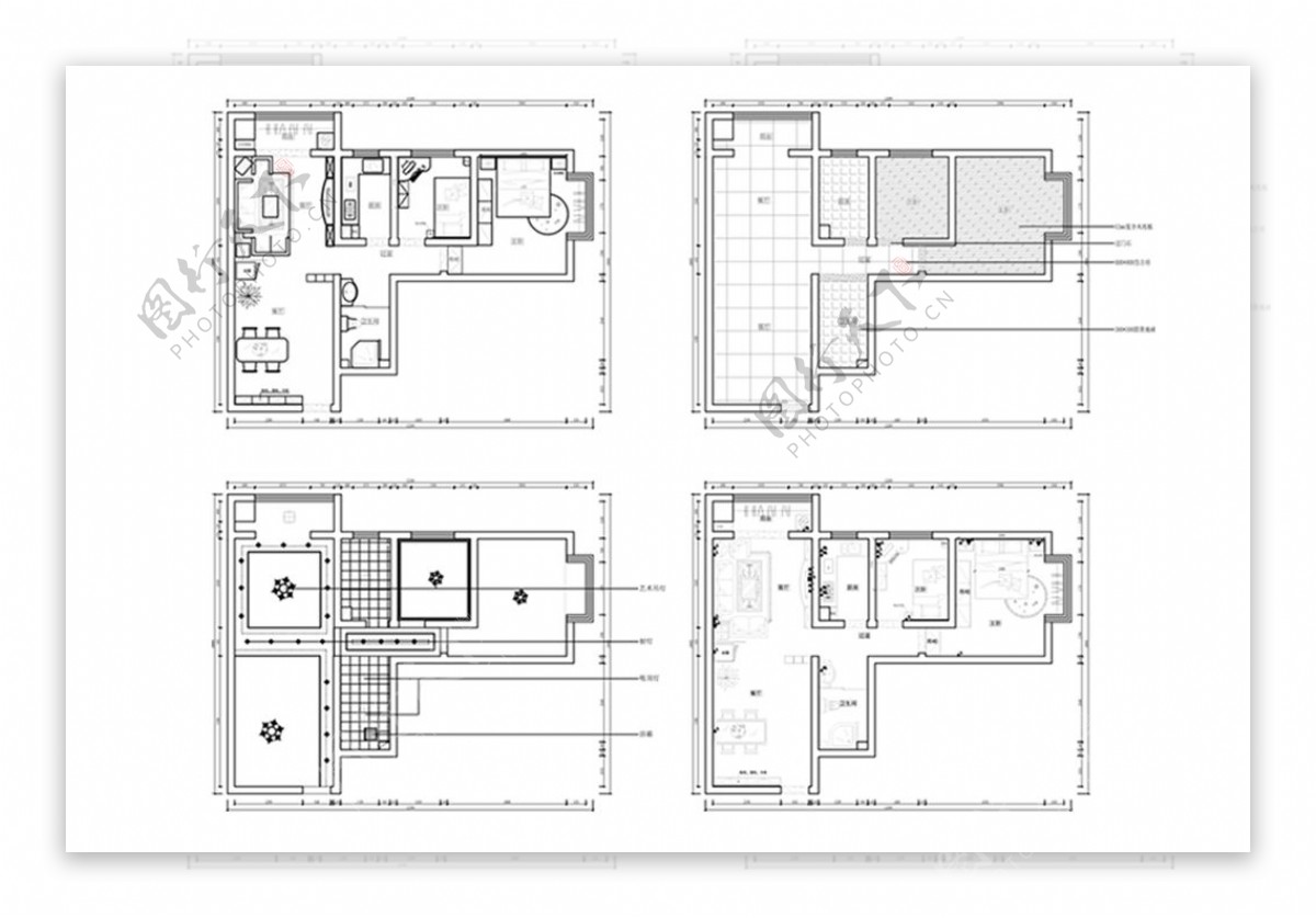 CAD两居室户型施工图纸
