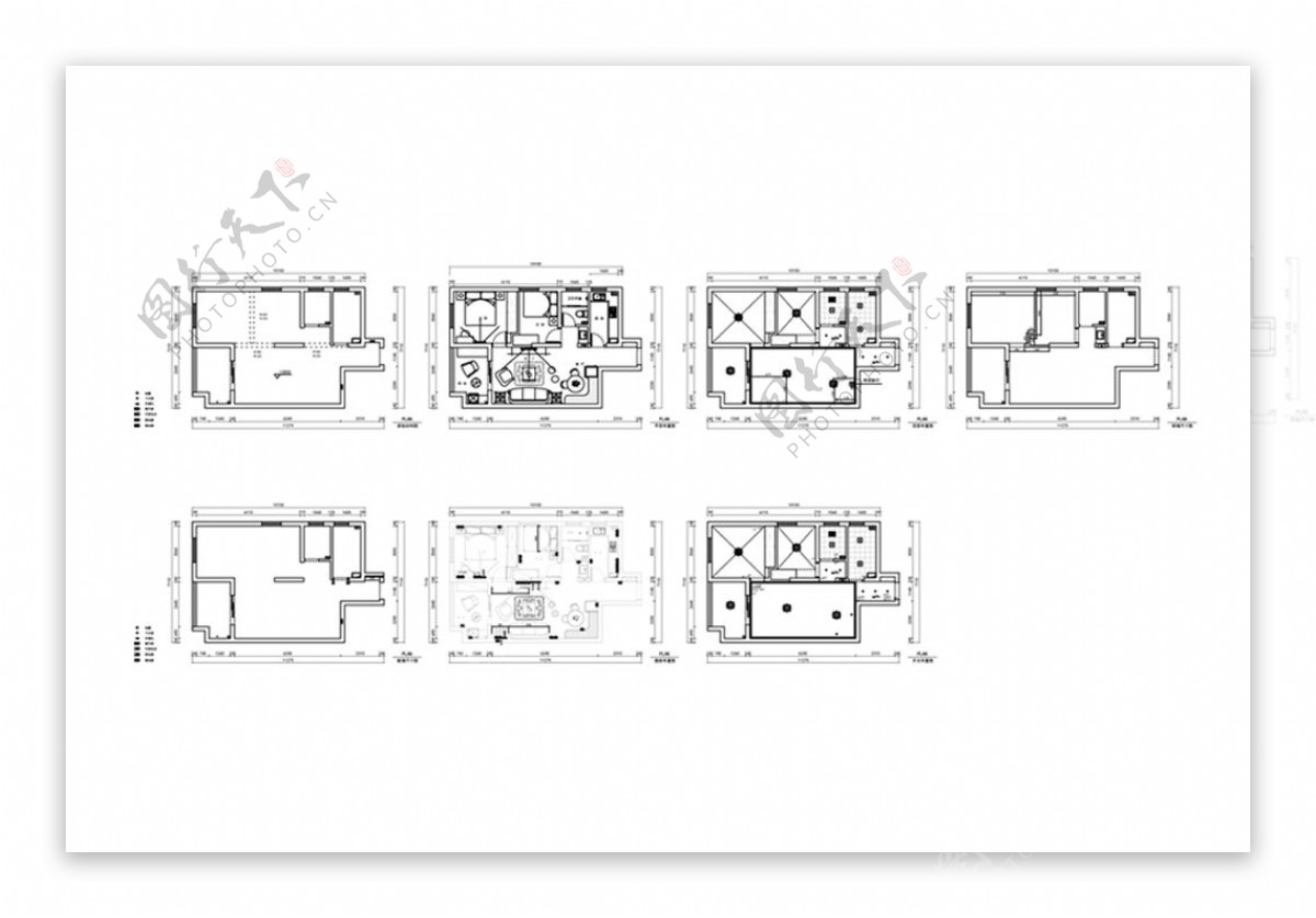 现代风两居室户型CAD施工图