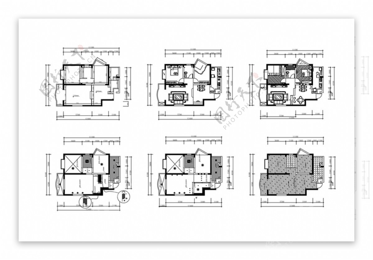 两居室户型CAD设计图纸
