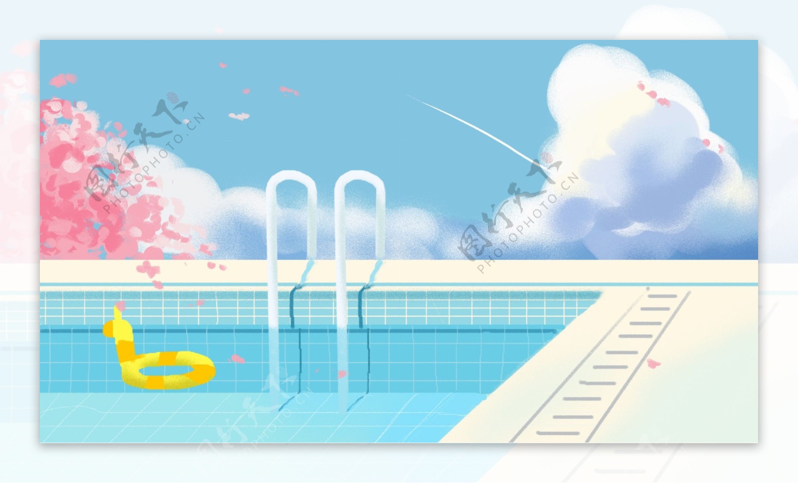 夏季网红风泳池广告背景