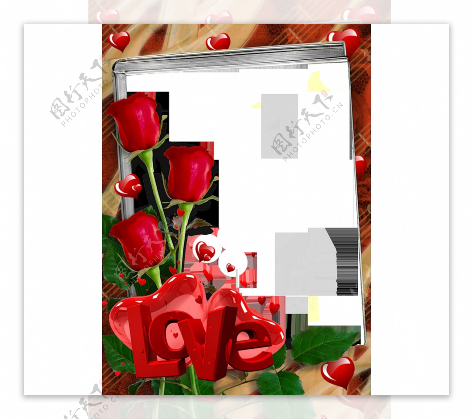 玫瑰花背景相框png