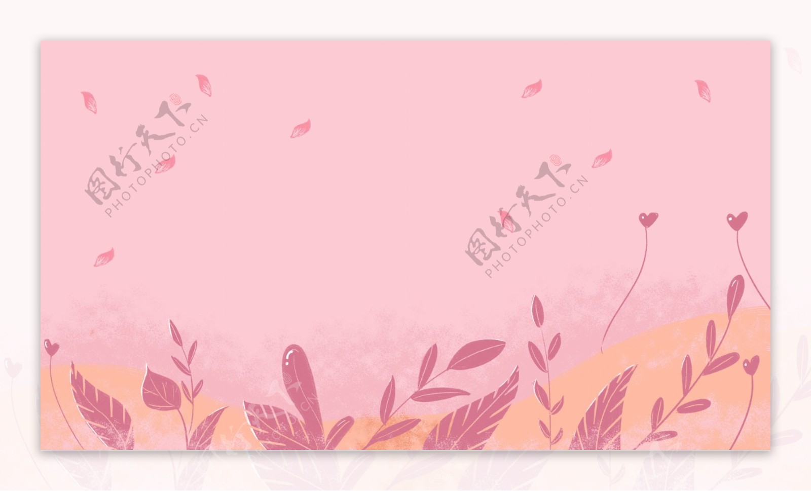 简约彩绘粉色树叶背景素材