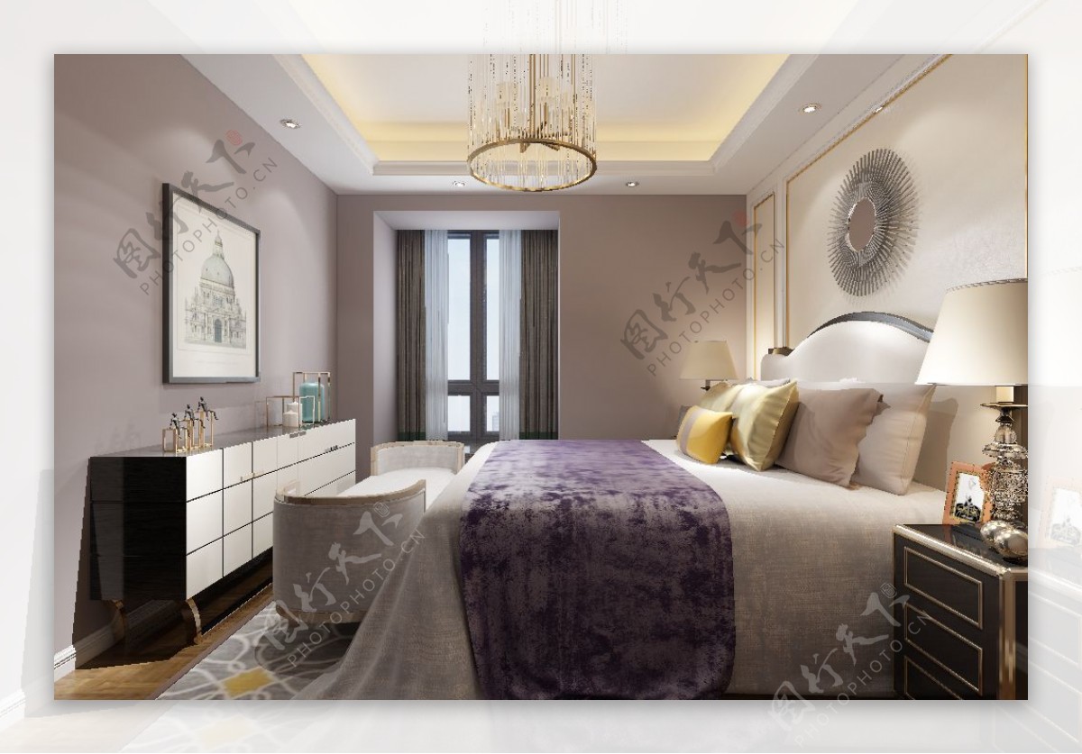 美式风格温馨卧室效果图