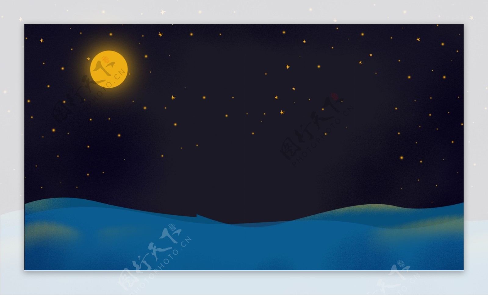 简约月光海洋banner背景素材