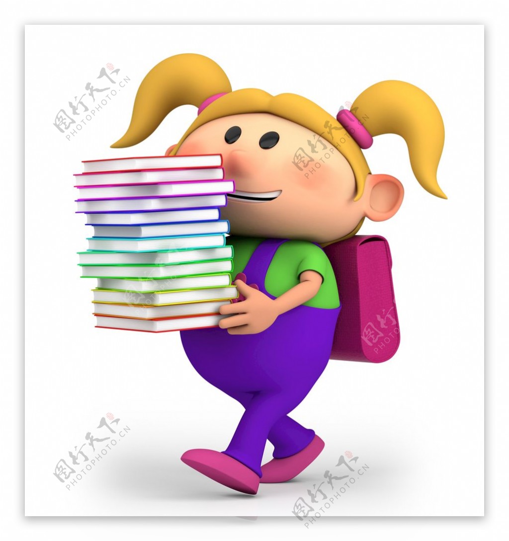 开学季卡通动漫抱着书本的女孩