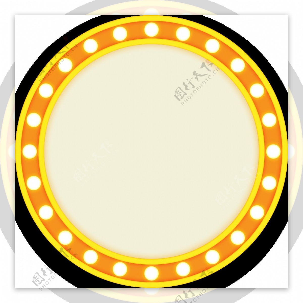 卡通黄色圆形灯圈png元素