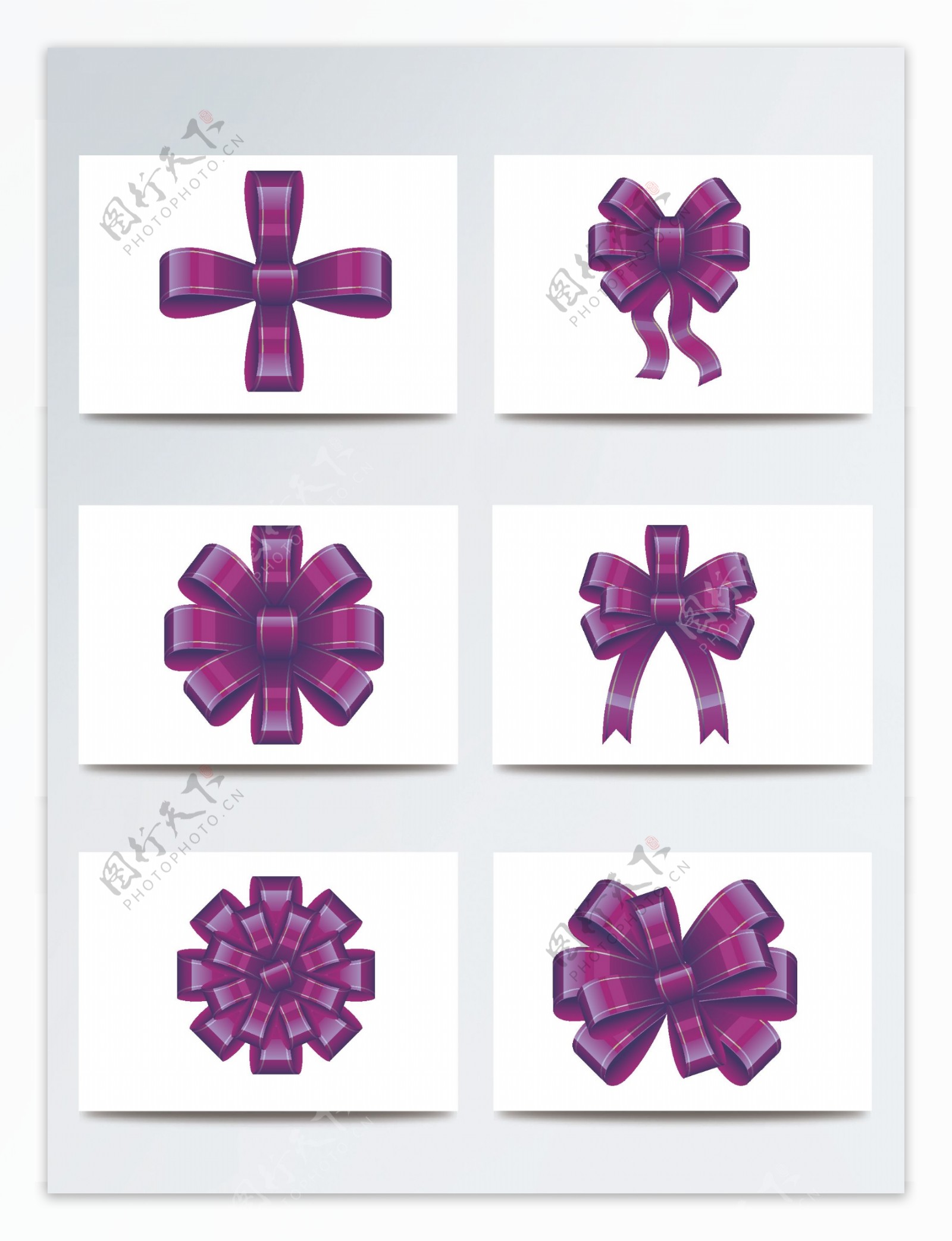 紫色丝带蝴蝶结装饰元素