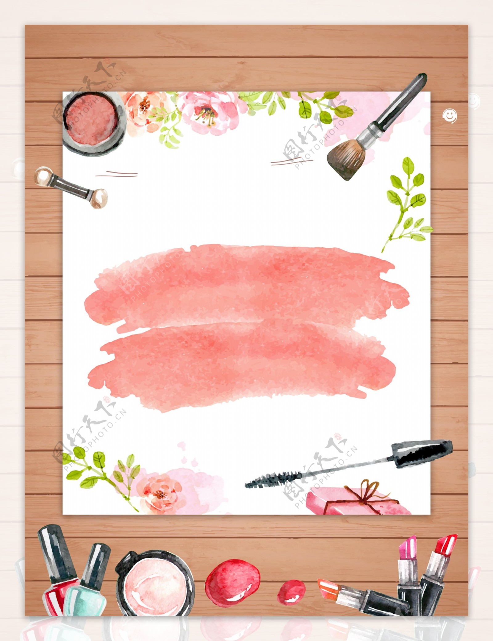 粉嫩美丽彩妆产品广告背景