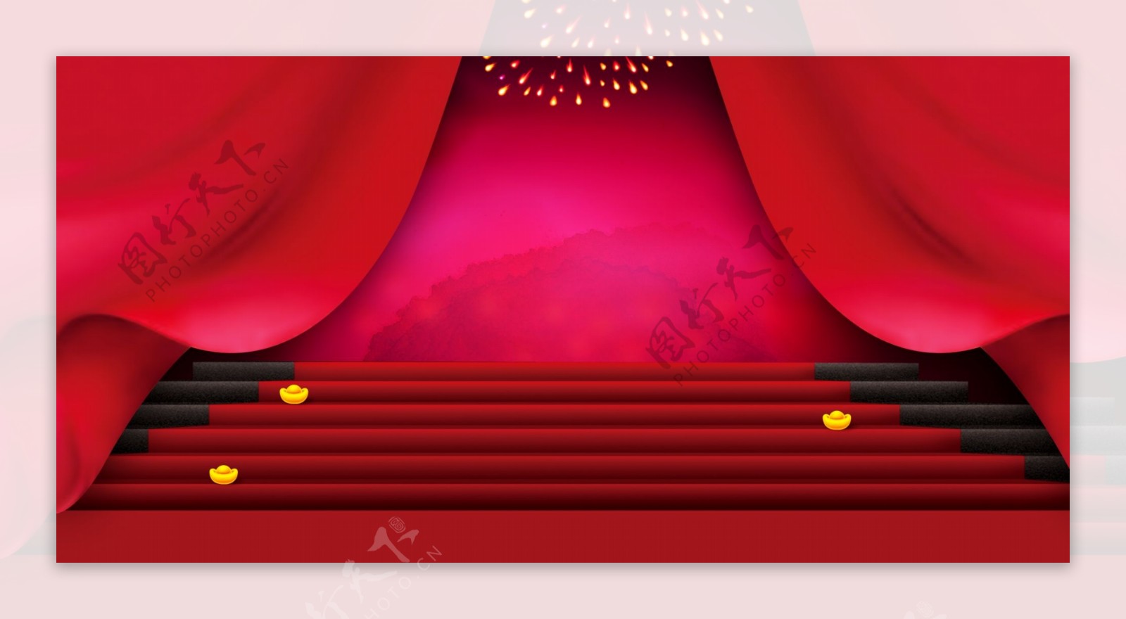 红色猪年舞台背景素材