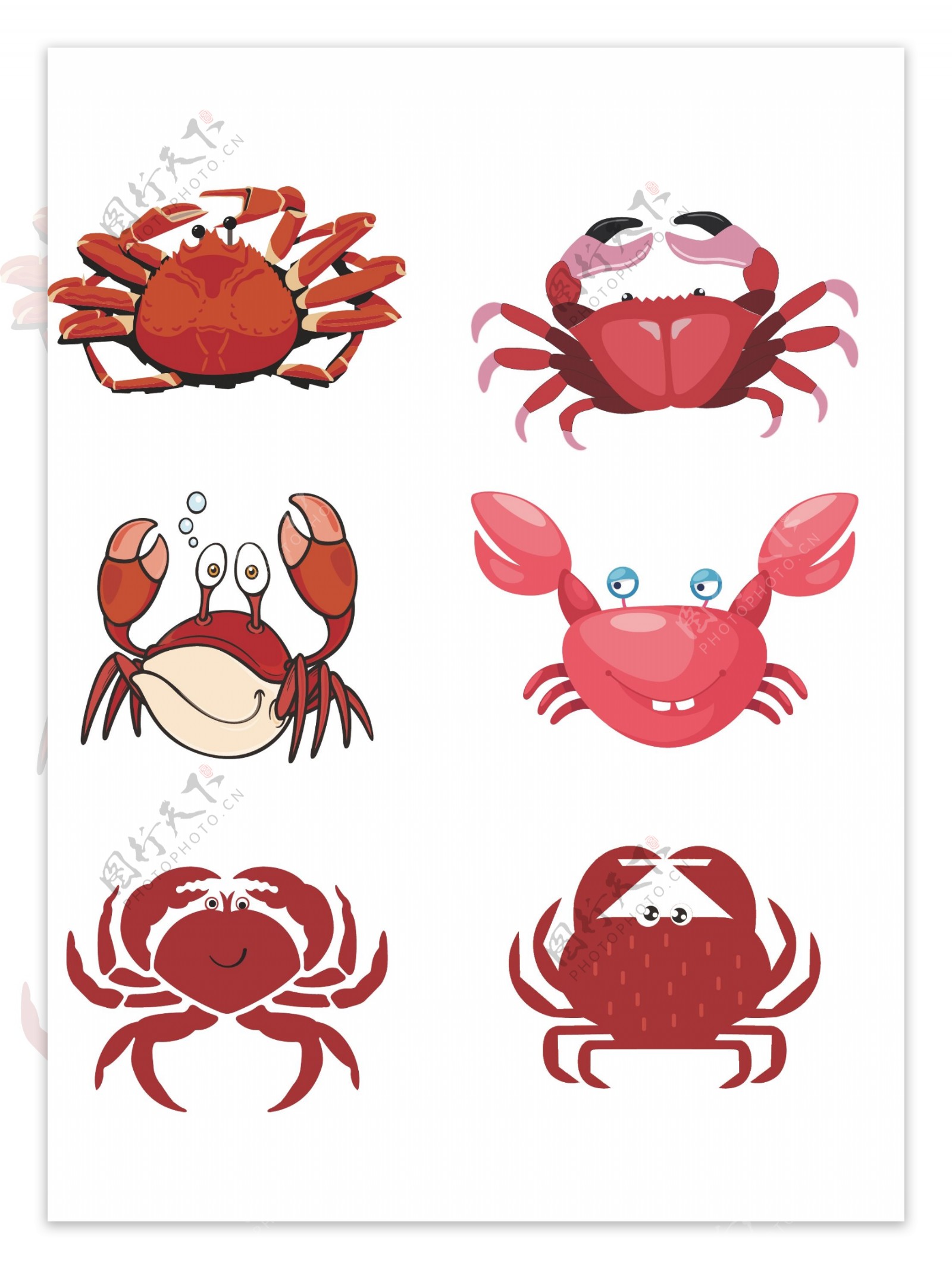 大闸蟹卡通动物素材螃蟹