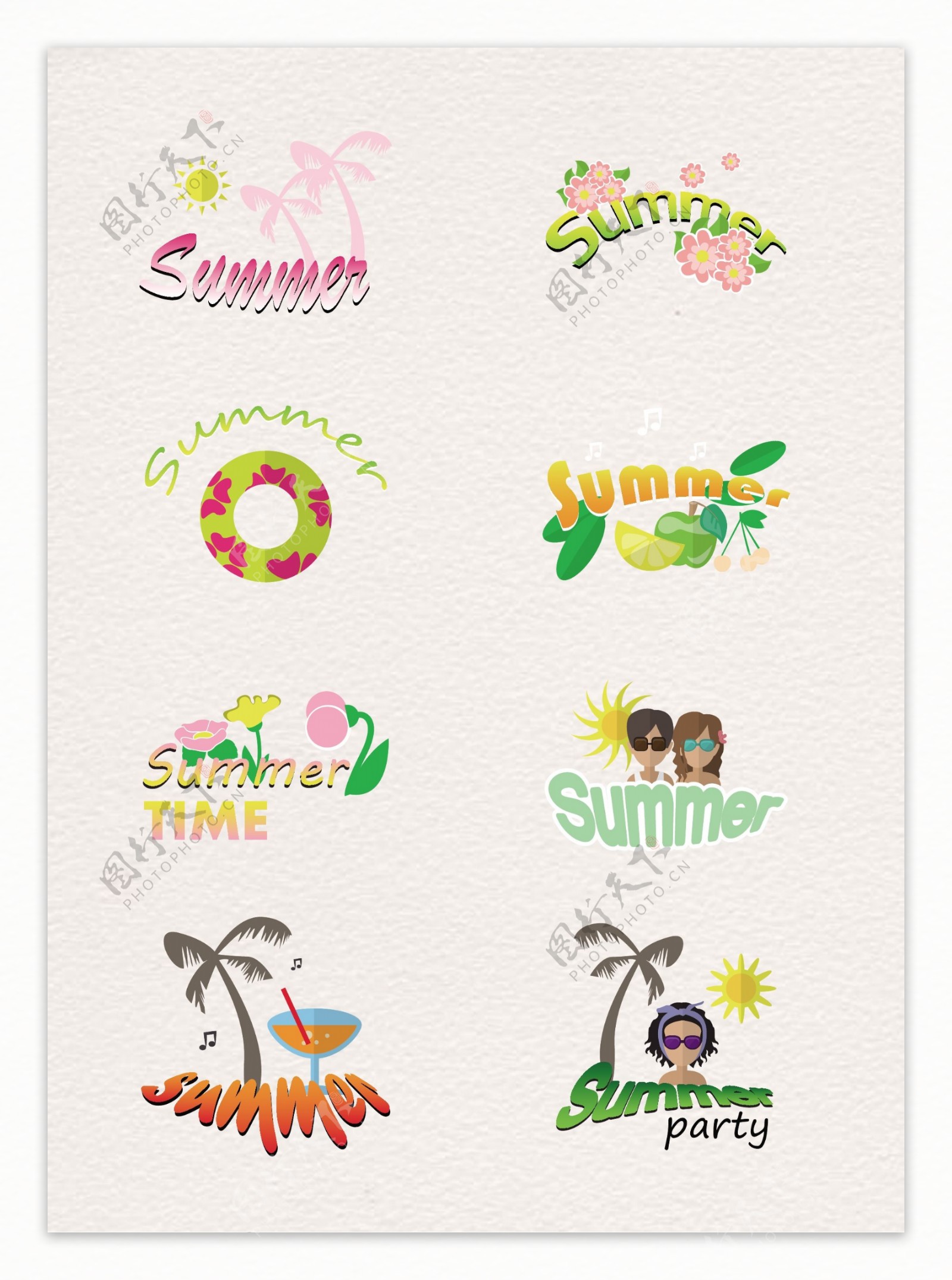 小清新夏日旅行沙滩度假标签设计