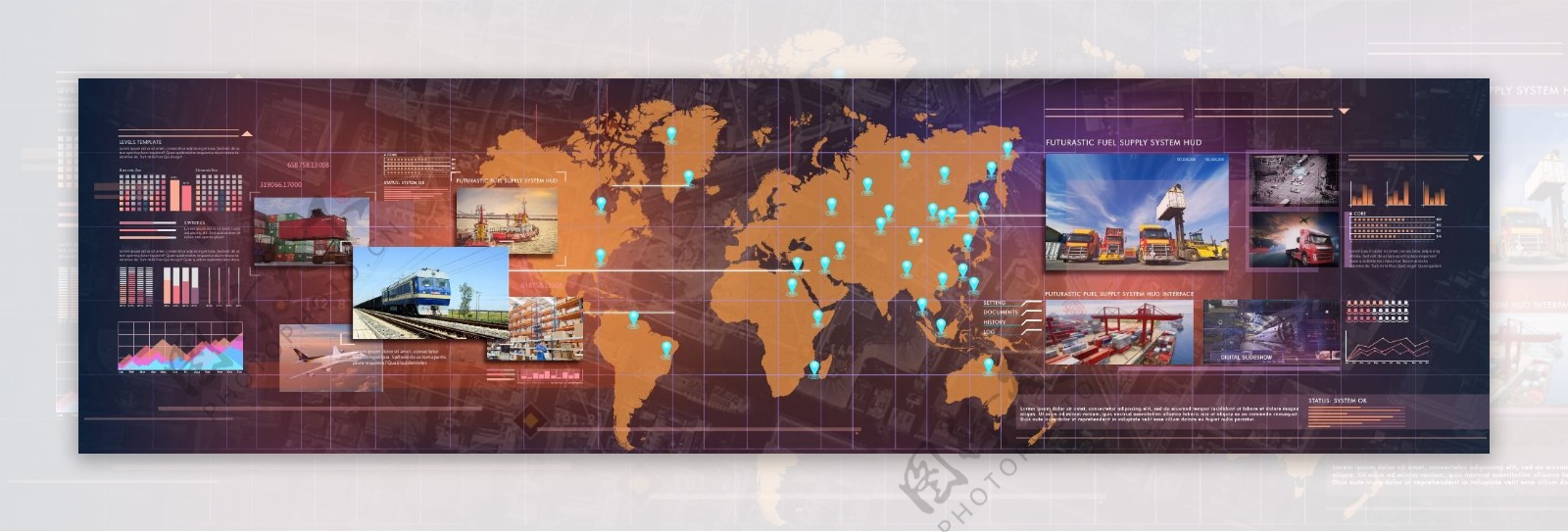 世界地图大数据信息图表界面