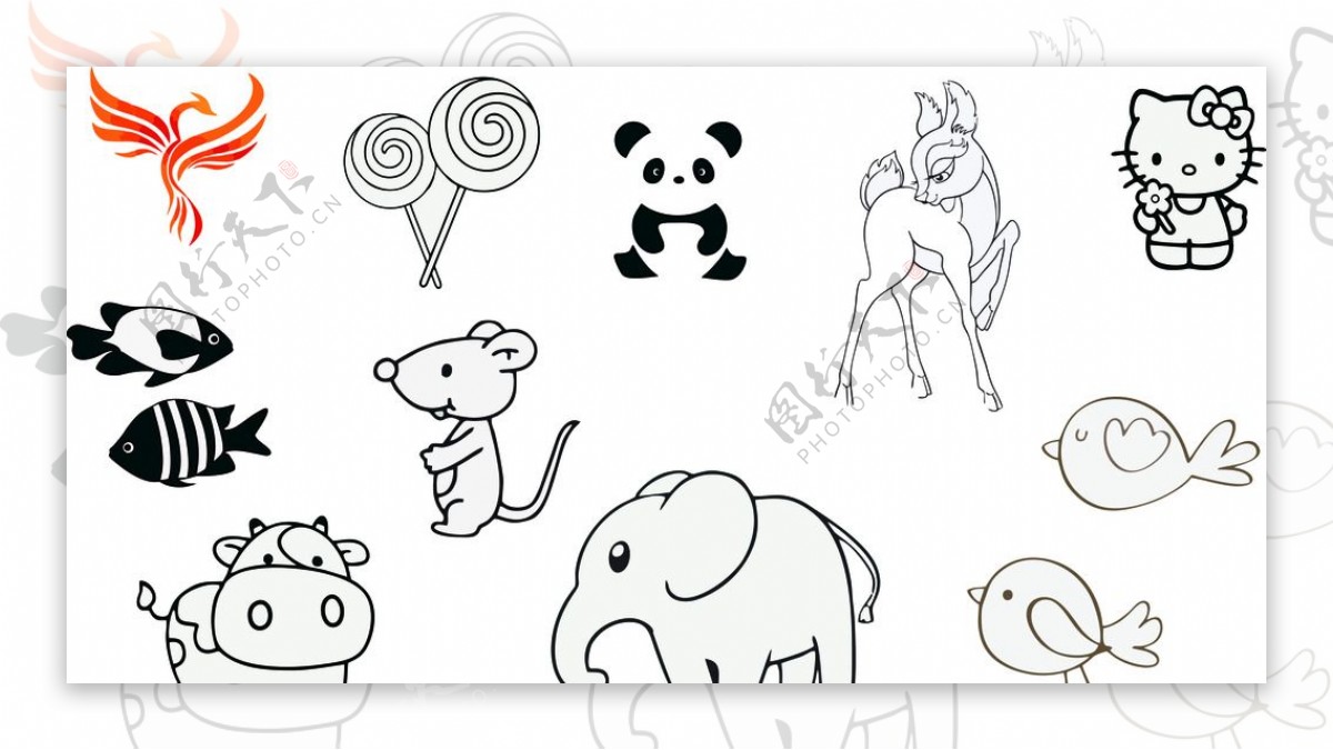 卡通简笔画动物熊猫