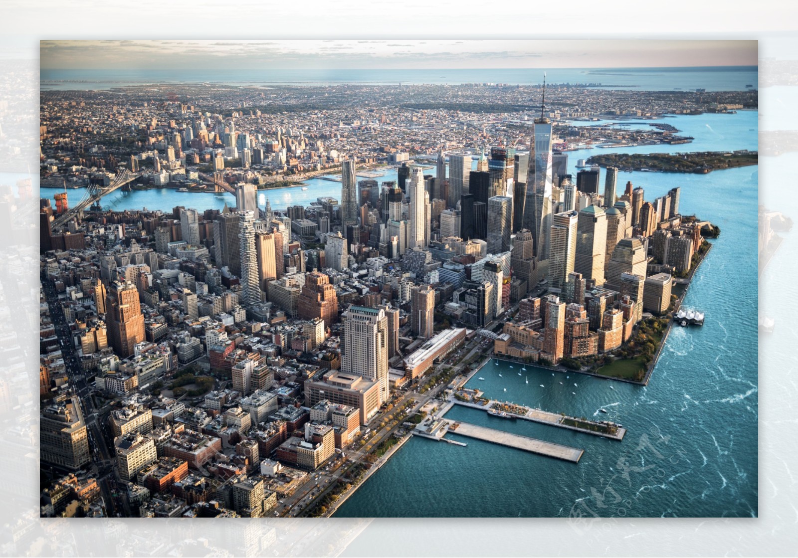曼哈顿岛的鸟瞰图纽约设计元素