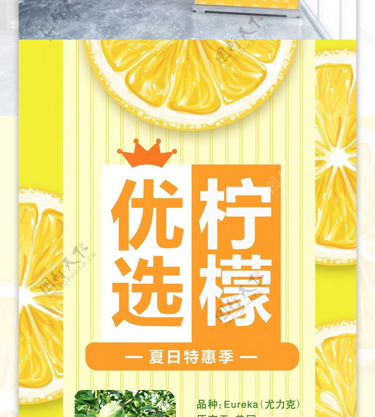 橙色小清新柠檬促销展架