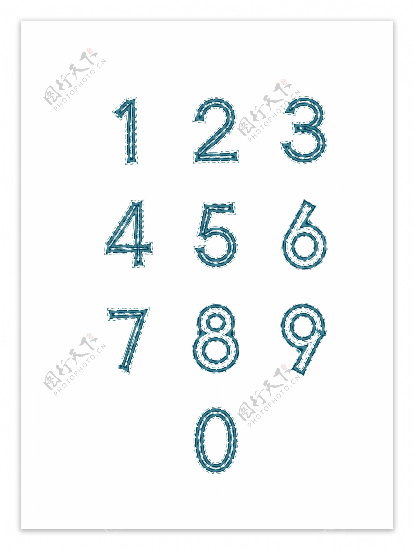 09阿拉伯数字蓝色典雅几何艺术字体