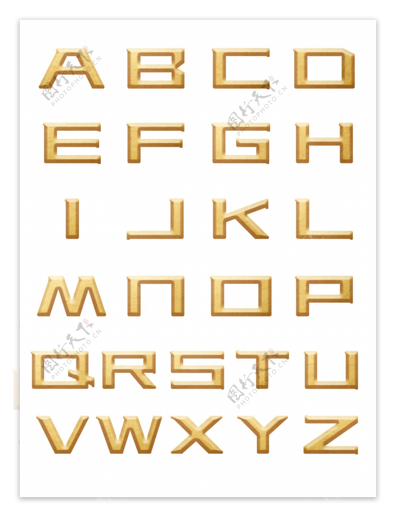 英文字母立体字金色可商用元素