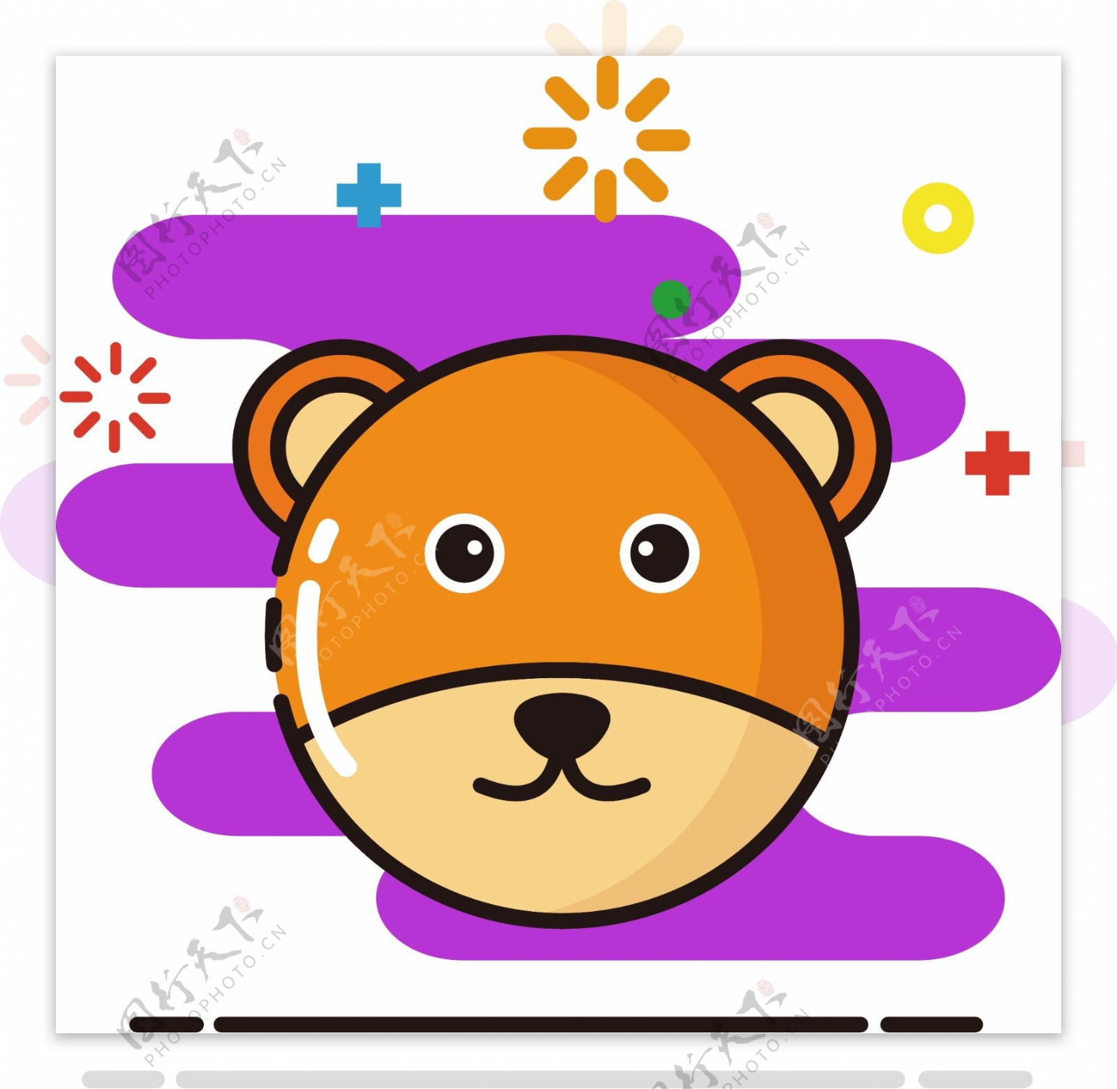 小熊mbe图标圆形矢量卡通动物可商用元素