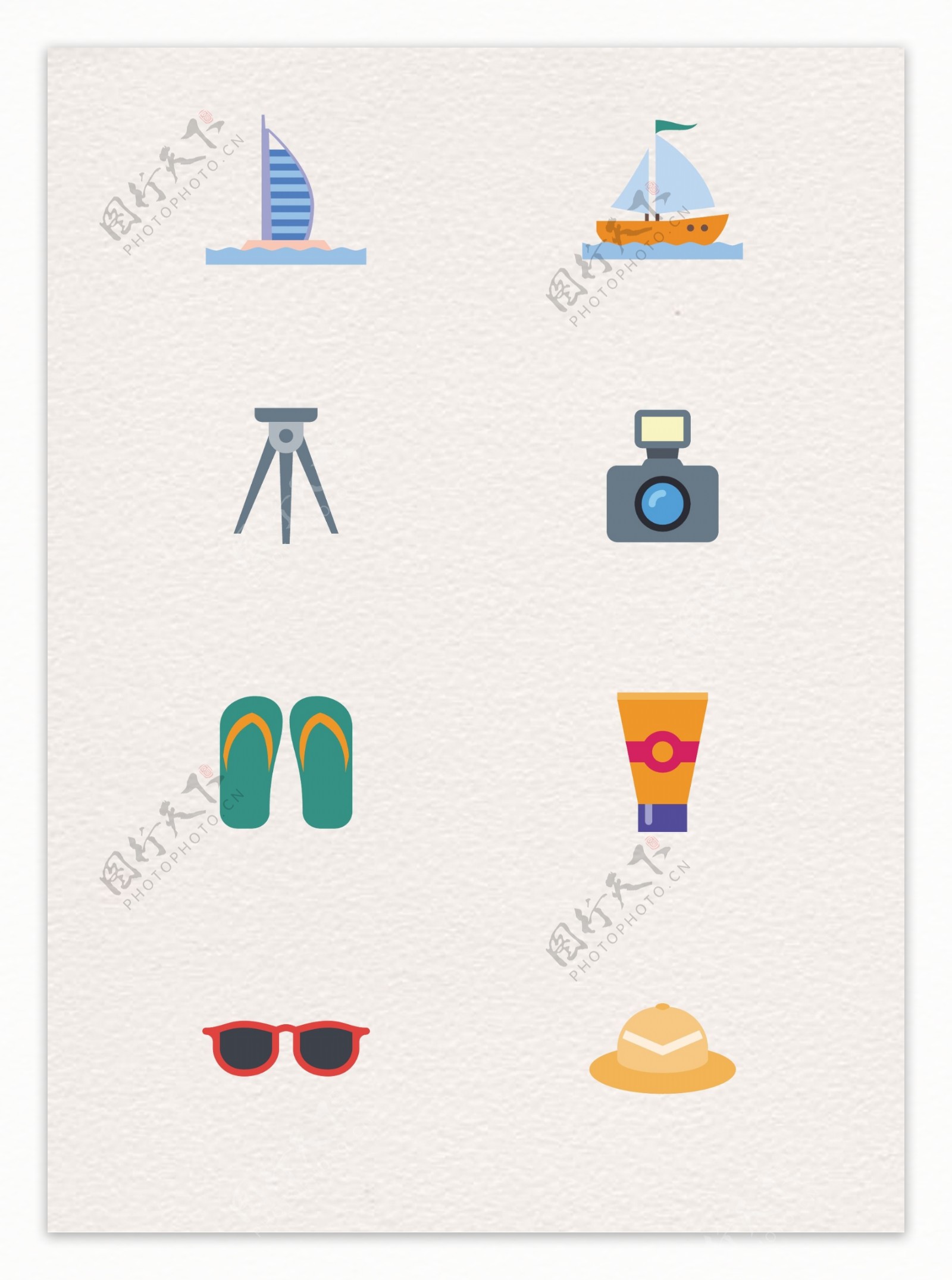 8组可爱航海沙滩度假旅行图标