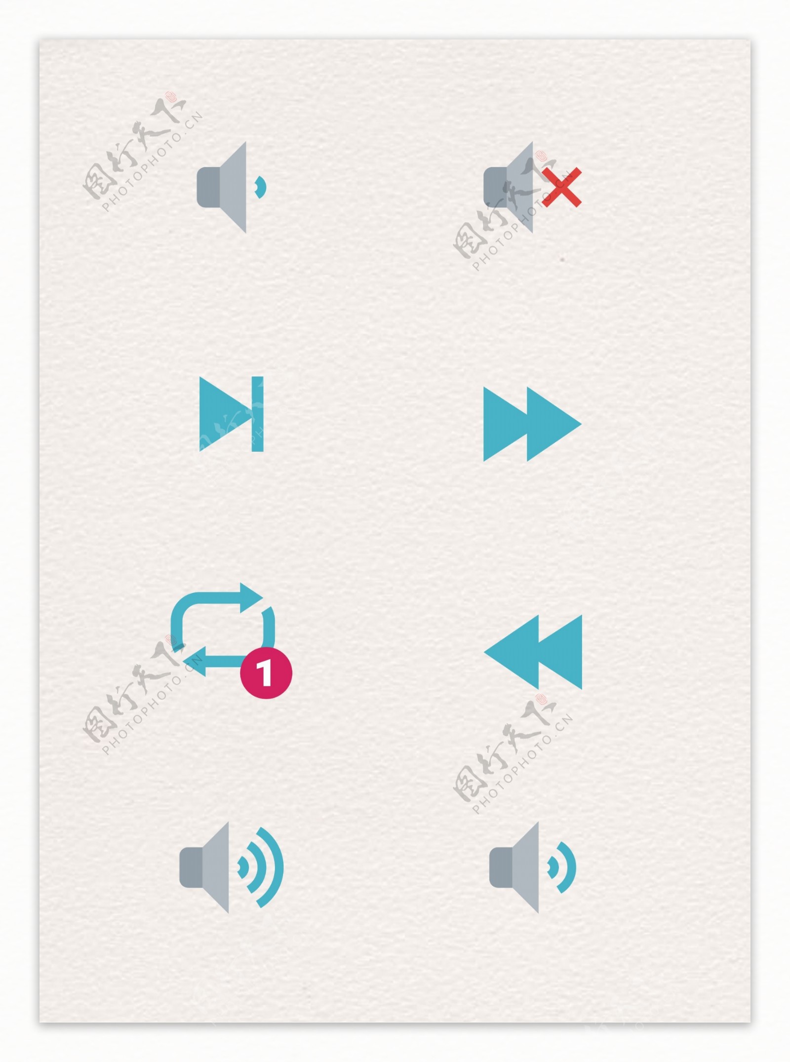 扁平化音乐播放功能按钮图标设计